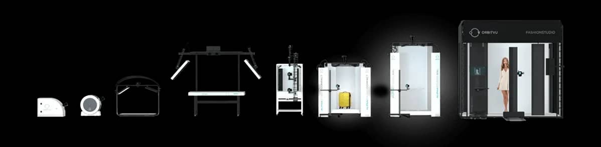 Gamme de studios photo automatisés Orbitvu, des plateaux tournants compacts au Fashion Studio complet