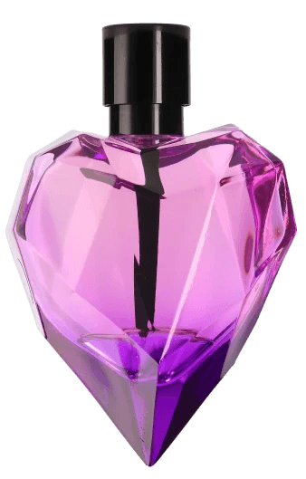Flacon de parfum violet comme exemple de photographie produit à 360°