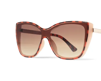 Lunettes de soleil cat-eye oversize écaille de tortue brune
