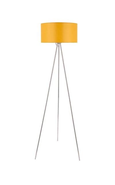Lampadaire trépied moderne avec abat-jour tambour jaune