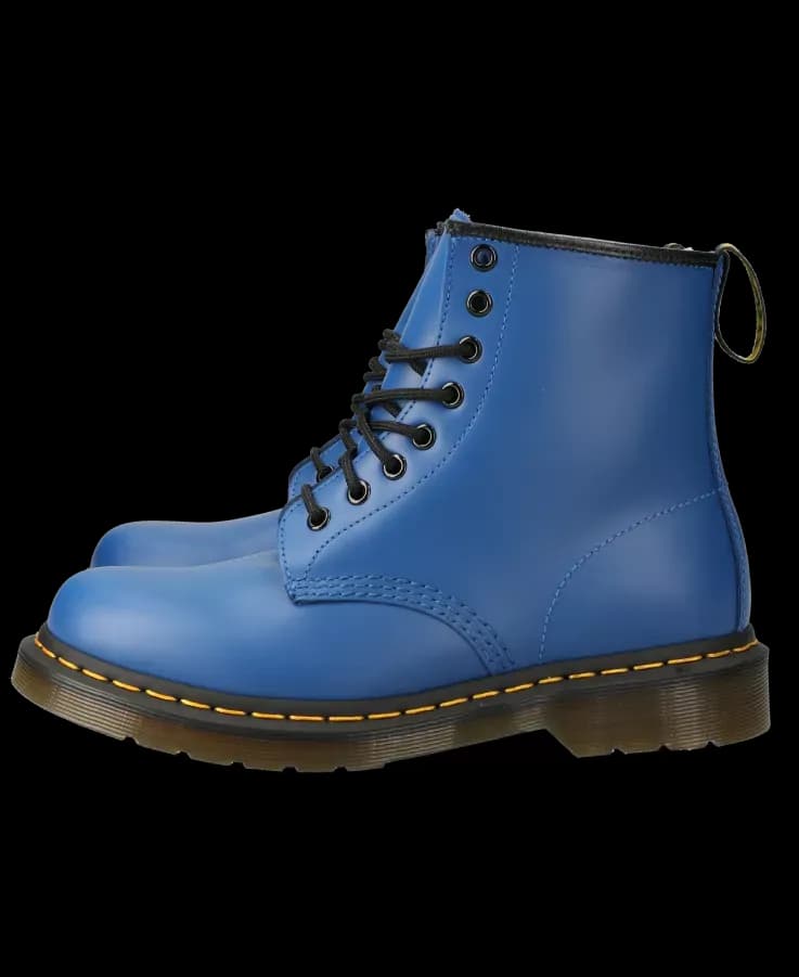 Bottes bleu vif en cuir à lacets