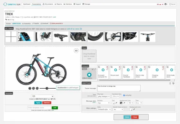 Interface logicielle Orbitvu pour la vue 360 degrés d’un vélo