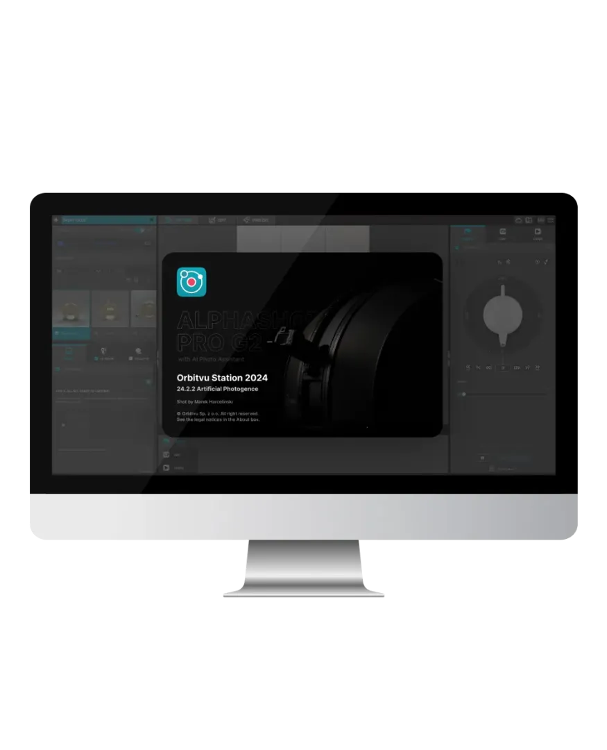 Écran d’accueil et interface du logiciel Orbitvu Station