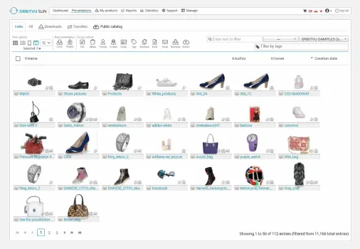 Exemple d’interface du catalogue produit