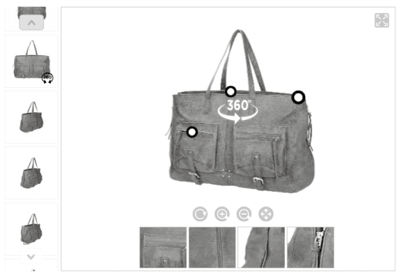 Vue rotative 360 du sac en cuir gris