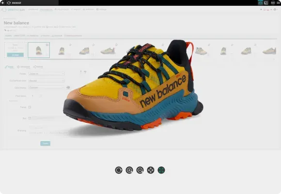 Vue de la chaussure de trail New Balance dans l'interface de gestion Orbitvu