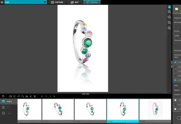 Écran de retouche photo de bijoux