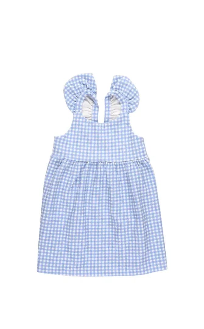 Packshot de flat lay robe bleue