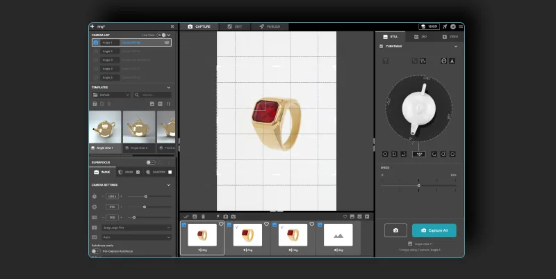 Capturez votre produit et ouvrez un Still Asset dans l'Edit tab