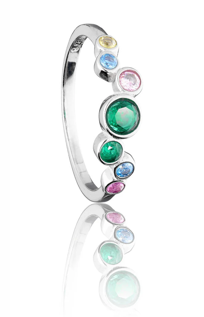 Bague en argent : photo de bijou en lumière dure
