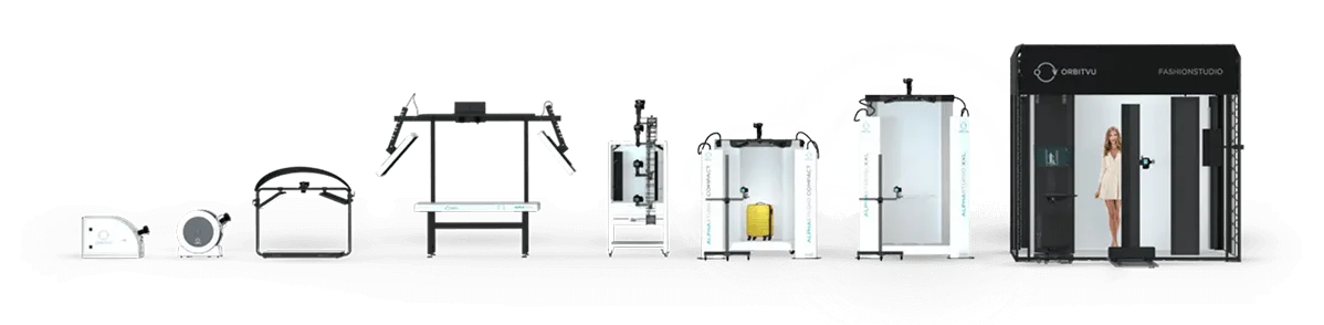 Gamme de studios photo automatisés Orbitvu, des plateaux tournants compacts au Fashion Studio complet