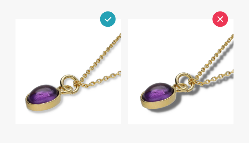 Infographic: jewelry product image good and bad example for amazon